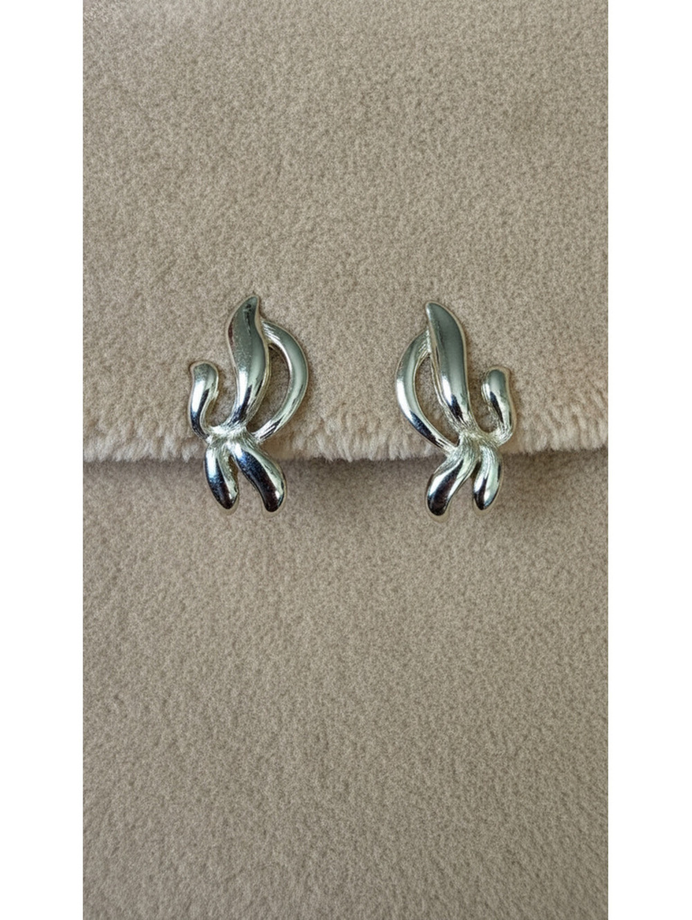 Vintage Monet Paris Gold-Tone Abstract Ribbon Clip-On Earrings